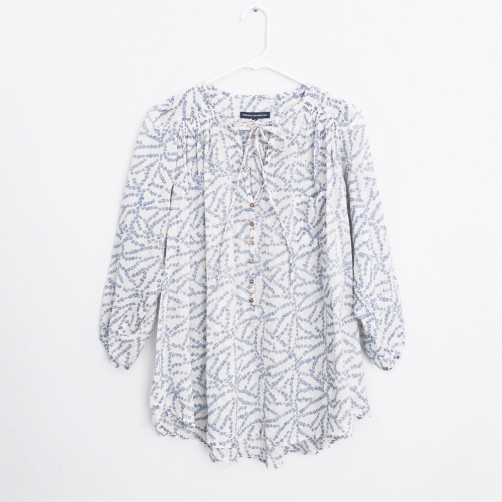 French Connection Printed Peasant Top - Picture 2 of 4